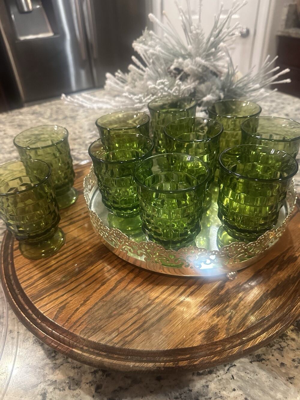 Vintage Anchor Hocking Emerald Green Honeycomb Thumbprint Tumbler Lot Of 10 Read